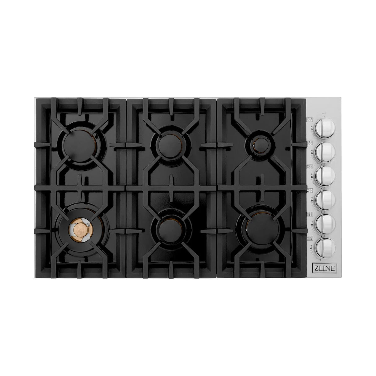 ZLINE 36" Gas Cooktop with 6 Gas Brass Burners