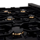 ZLINE 36" Porcelain Gas Stovetop in Black Stainless Steel with 6 Gas Brass Burners