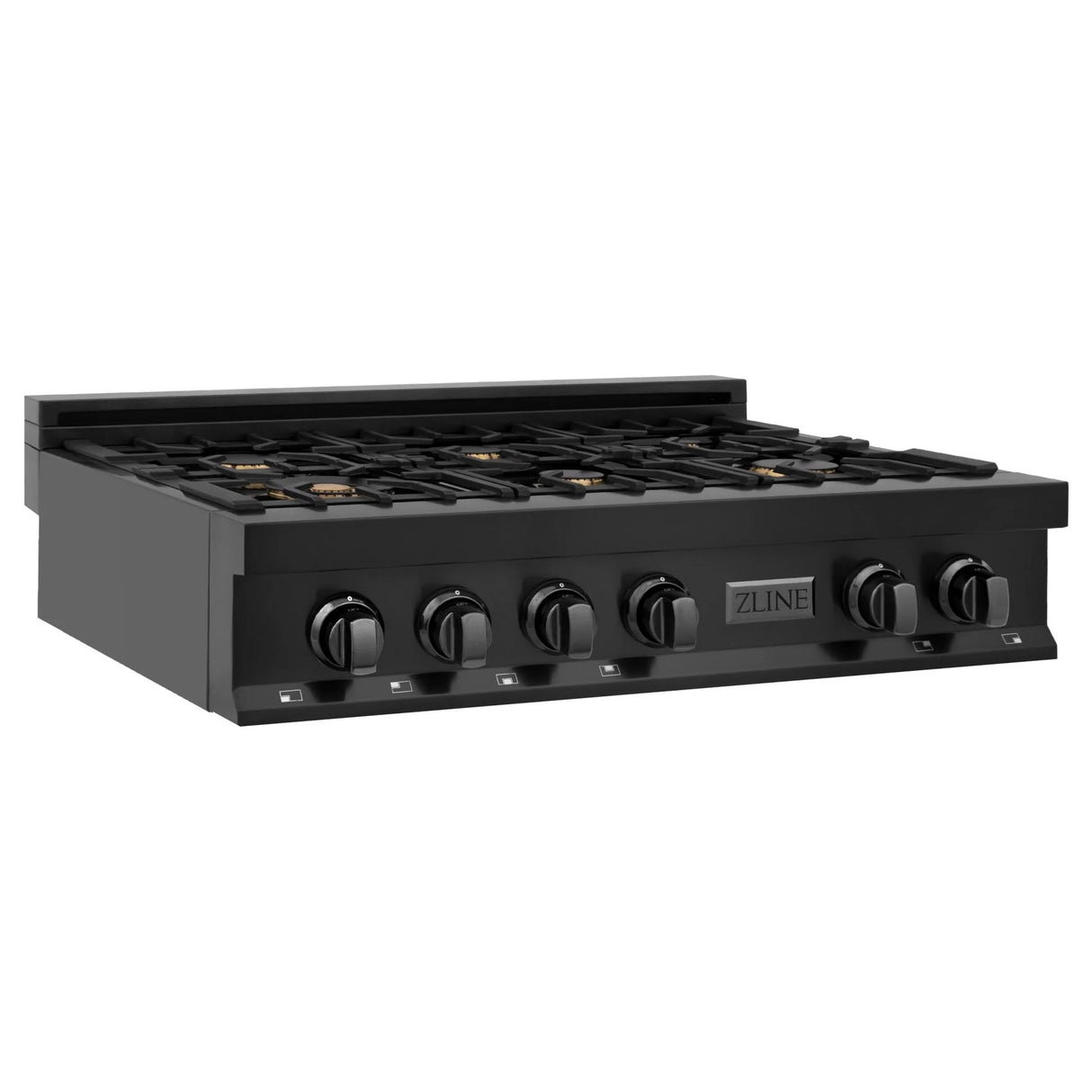 ZLINE 36" Porcelain Gas Stovetop in Black Stainless Steel with 6 Gas Brass Burners