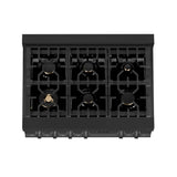 ZLINE 36" Porcelain Gas Stovetop in Black Stainless Steel with 6 Gas Brass Burners