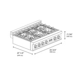 ZLINE 36" Porcelain Gas Stovetop with 6 Gas Burners