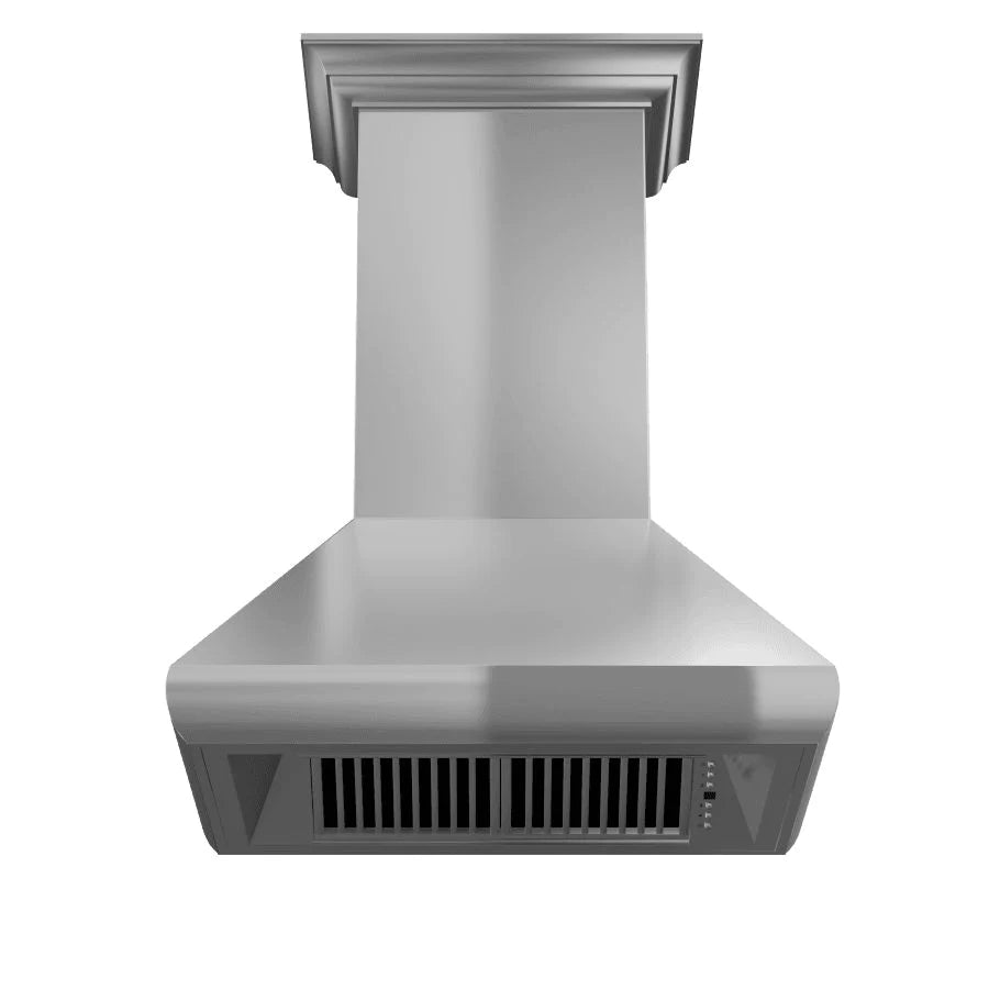 ZLINE 36" Professional Convertible Vent Wall Mount Range Hood in Stainless Steel with Crown Molding