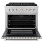 ZLINE 36" 5.2 cu. ft. Paramount Gas Range with 6 burner Cooktop and Convection Gas Oven in Satin Stainless Steel, SGRS-36