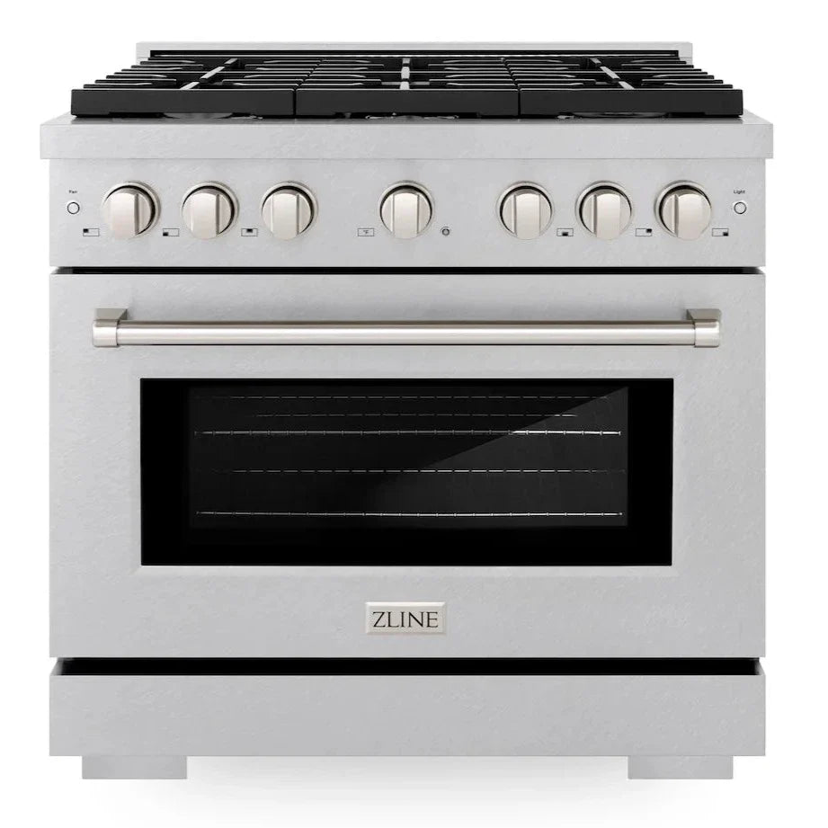 ZLINE 36" 5.2 cu. ft. Paramount Gas Range with 6 burner Cooktop and Convection Gas Oven in Satin Stainless Steel, SGRS-36
