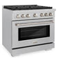 ZLINE 36" 5.2 cu. ft. Paramount Gas Range with 6 burner Cooktop and Convection Gas Oven in Satin Stainless Steel, SGRS-36