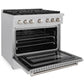 ZLINE 36" 5.2 cu. ft. Paramount Gas Range with 6 burner Cooktop and Convection Gas Oven in Satin Stainless Steel, SGRS-36