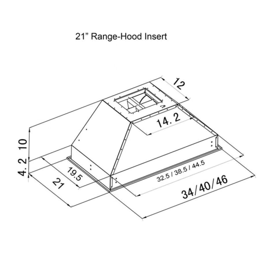 ZLINE 40" Ducted Wall Mount Range Hood Insert in Outdoor Approved Stainless Steel