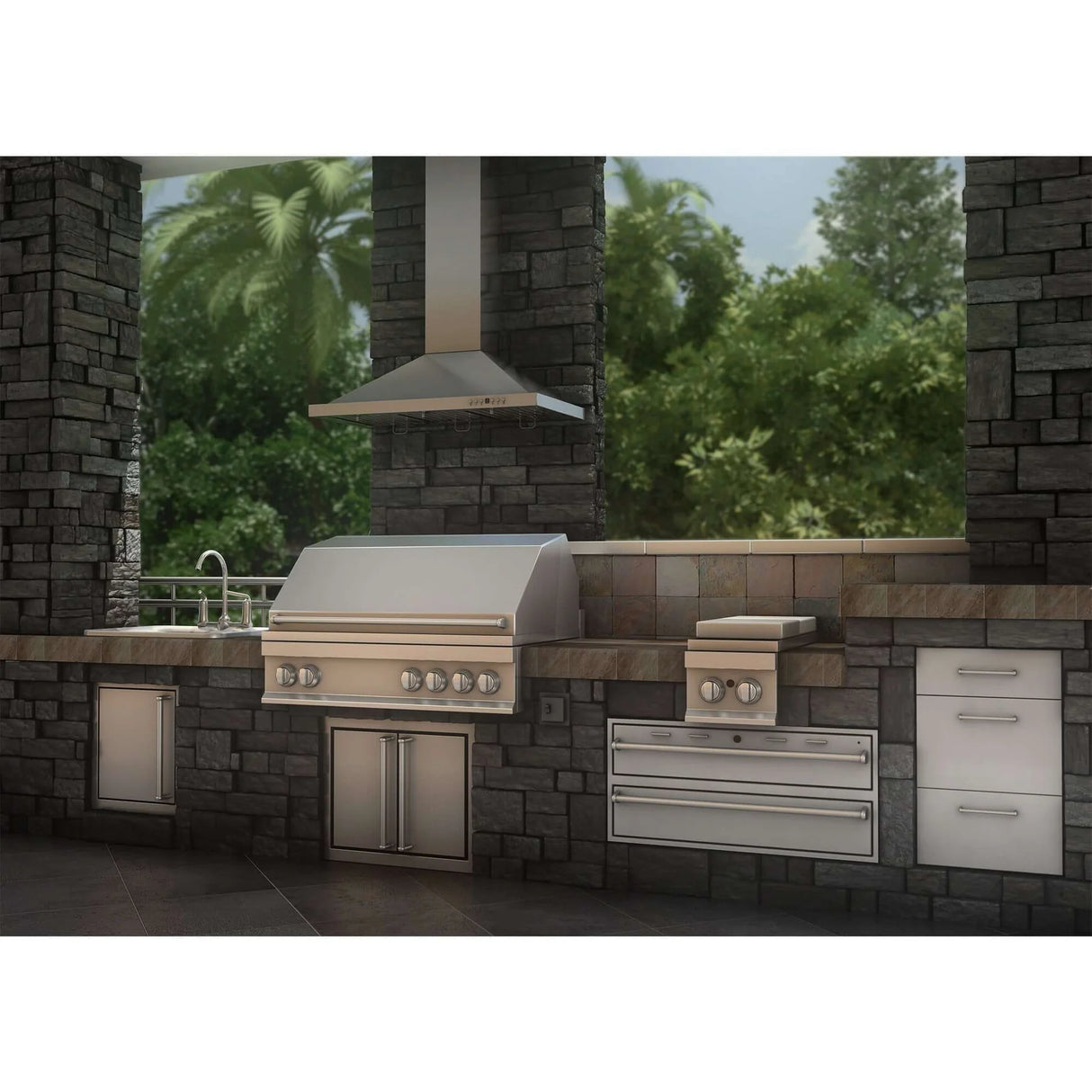 ZLINE 42" Convertible Vent Outdoor Approved Wall Mount Range Hood in Stainless Steel