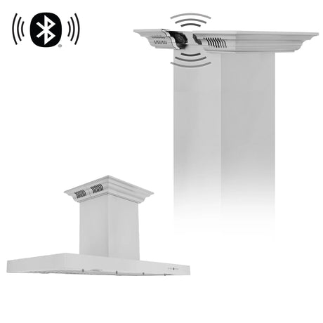 ZLINE 42" CrownSound™ Ducted Vent Island Mount Range Hood in Stainless Steel with Built-in Bluetooth Speakers