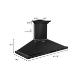 ZLINE 42" CrownSound™Ducted Vent Wall Mount Range Hood in Black Stainless Steel with Built-in Bluetooth Speakers