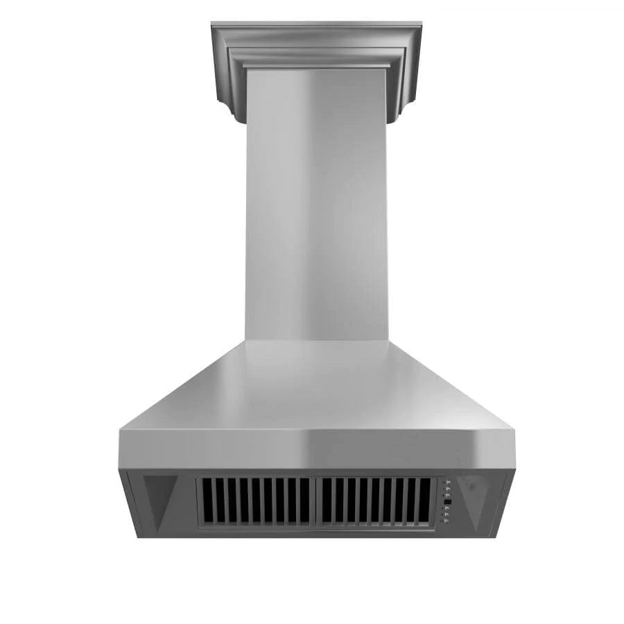 ZLINE 42" Professional Convertible Vent Wall Mount Range Hood in Stainless Steel with Crown Molding