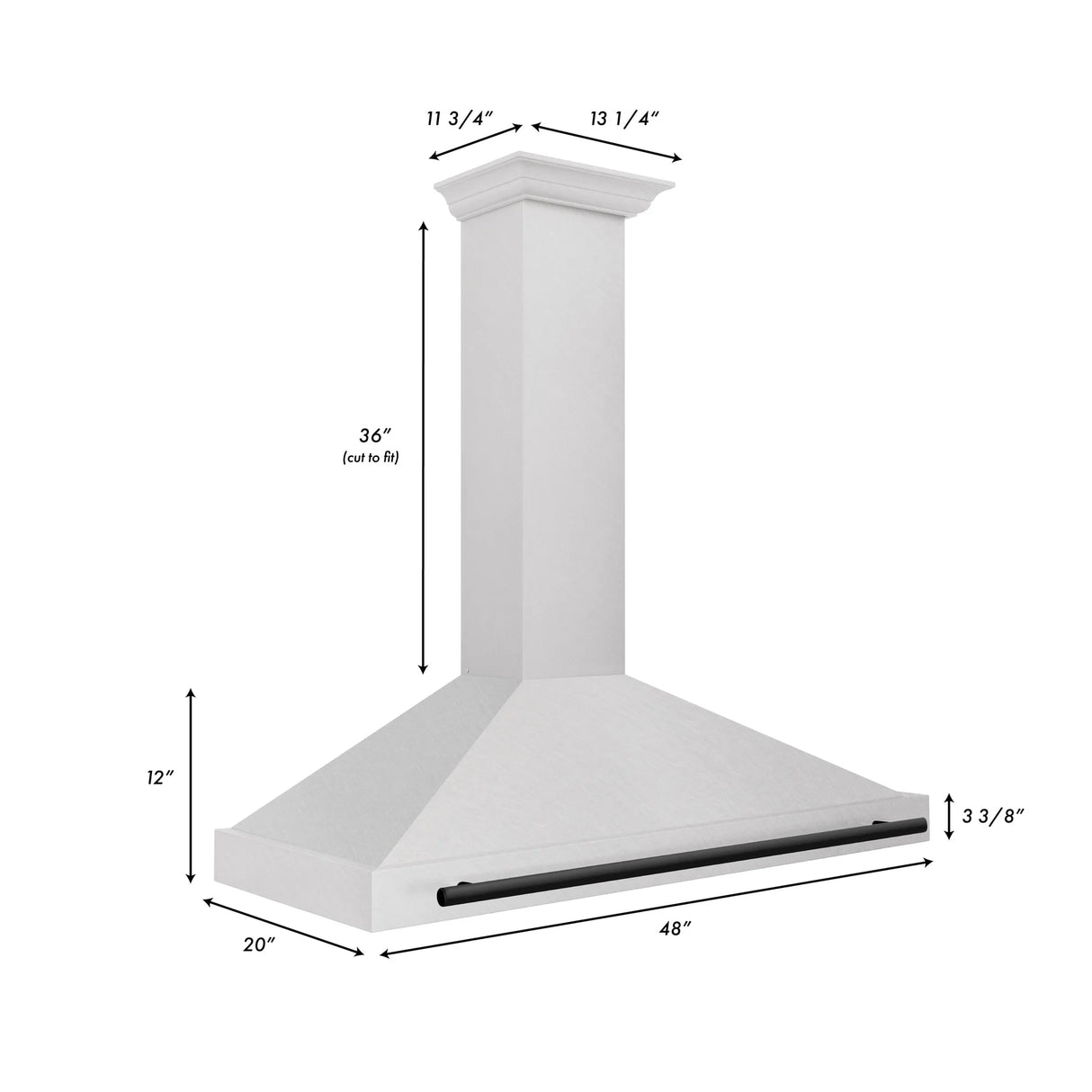 ZLINE 48" Autograph Edition Fingerprint Resistant Stainless Steel Range Hood and Handle