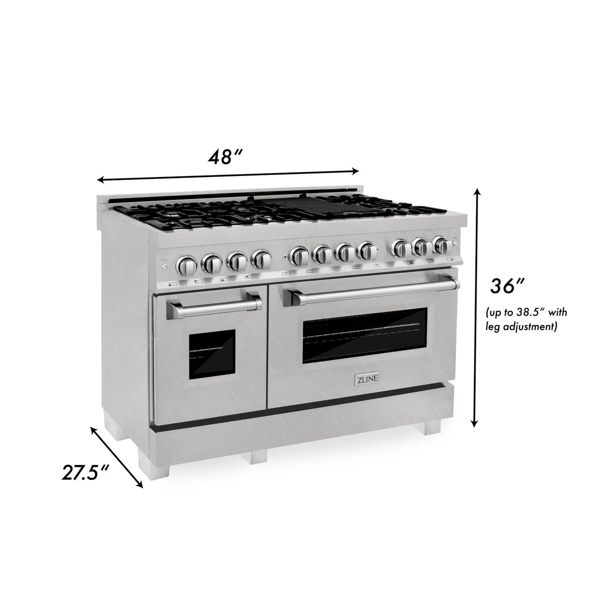 ZLINE 48" 6.0 cu. ft. Dual Fuel Range with Gas Stove and Electric Oven in DuraSnow Stainless Steel