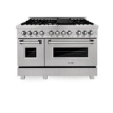 ZLINE 48" 6.0 cu. ft. Dual Fuel Range with Gas Stove and Electric Oven in DuraSnow Stainless Steel