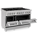 ZLINE 48" 6.0 cu. ft. Dual Fuel Range with Gas Stove and Electric Oven in DuraSnow Stainless Steel