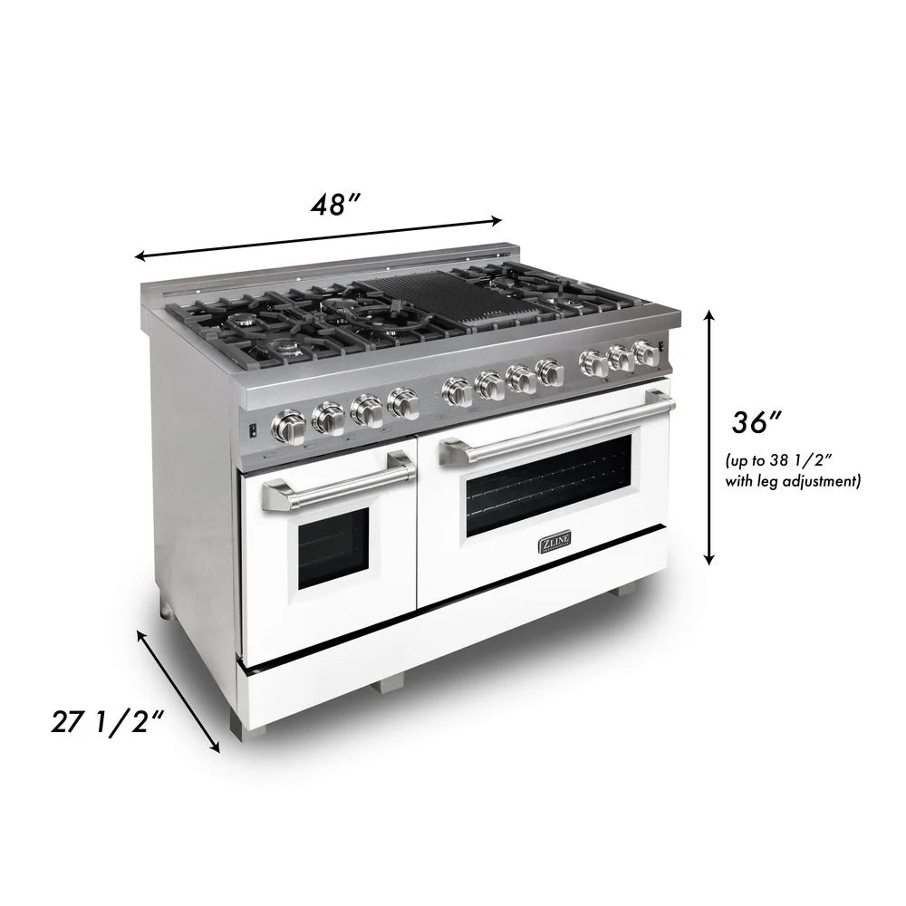 ZLINE 48" 6.0 cu. ft. Dual Fuel Range with Gas Stove and Electric Oven in DuraSnow Stainless Steel