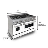 ZLINE 48" 6.0 cu. ft. Dual Fuel Range with Gas Stove and Electric Oven in DuraSnow Stainless Steel