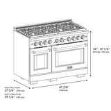 ZLINE 48 in. 6.7 cu. ft. 8 Burner Double Oven Gas Range in Stainless Steel with White Matte Doors