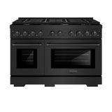 ZLINE 48 in. 6.7 cu. ft. Double Oven Gas Range in Black Stainless Steel with 8 Brass Burners