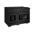 ZLINE 48 in. 6.7 cu. ft. Double Oven Gas Range in Black Stainless Steel with 8 Brass Burners