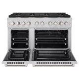 ZLINE 48 in. 6.7 cu. ft. Double Oven Gas Range in Stainless Steel with 8 Brass Burners