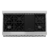 ZLINE 48" Kitchen Package with Stainless Steel Dual Fuel Range, Convertible Vent Range Hood and 24" Microwave Oven