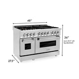 ZLINE 48" 6.0 cu. ft. Dual Fuel Range with Gas Stove and Electric Oven in Stainless Steel with Brass Burners