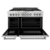 ZLINE 48" 6.0 cu. ft. Dual Fuel Range with Gas Stove and Electric Oven in Stainless Steel with Brass Burners