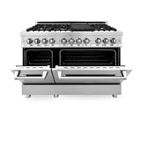 ZLINE 48" 6.0 cu. ft. Dual Fuel Range with Gas Stove and Electric Oven in Stainless Steel with Brass Burners