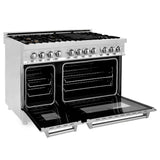 ZLINE 48" 6.0 cu. ft. Dual Fuel Range with Gas Stove and Electric Oven in Stainless Steel with Brass Burners