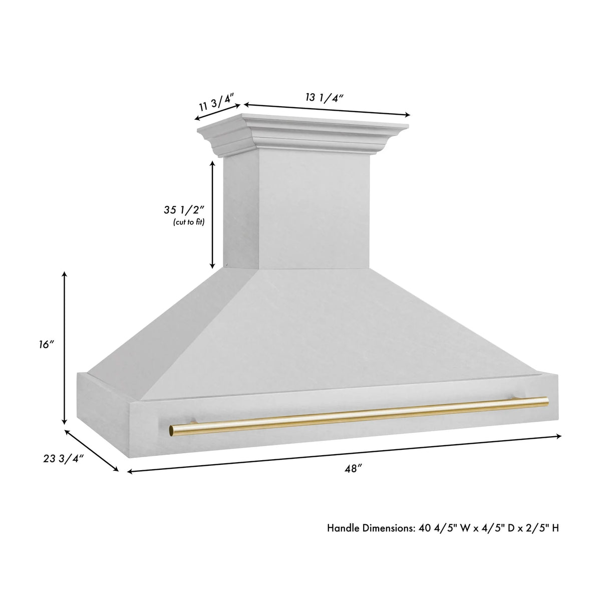 ZLINE 48" Autograph Edition Fingerprint Resistant Stainless Steel Range Hood and Handle