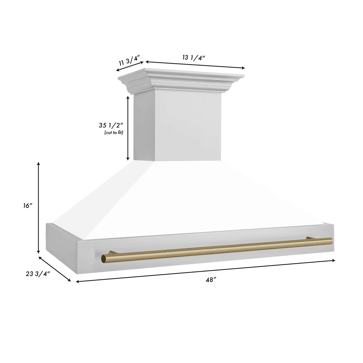 ZLINE 48" Autograph Edition Stainless Steel Range Hood with White Matte Shell and Handle