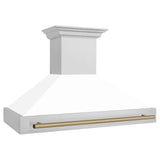 ZLINE 48" Autograph Edition Stainless Steel Range Hood with White Matte Shell and Handle