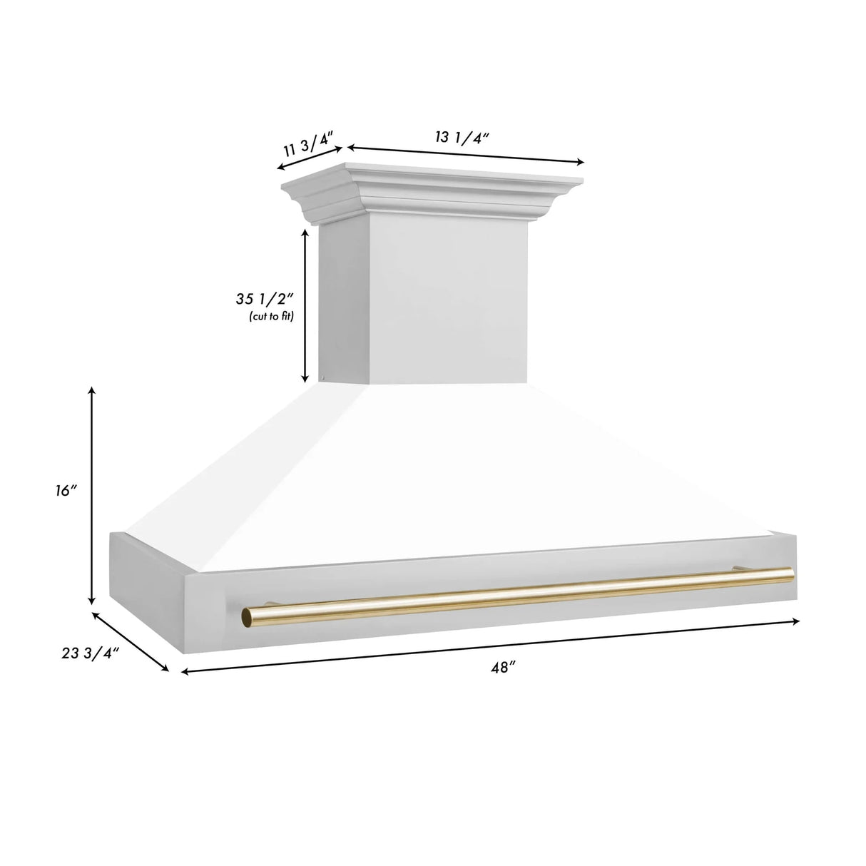 ZLINE 48" Autograph Edition Stainless Steel Range Hood with White Matte Shell and Handle