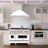 ZLINE 48" Autograph Edition Stainless Steel Range Hood with White Matte Shell and Handle