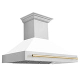 ZLINE 48" Autograph Edition Stainless Steel Range Hood with White Matte Shell and Handle