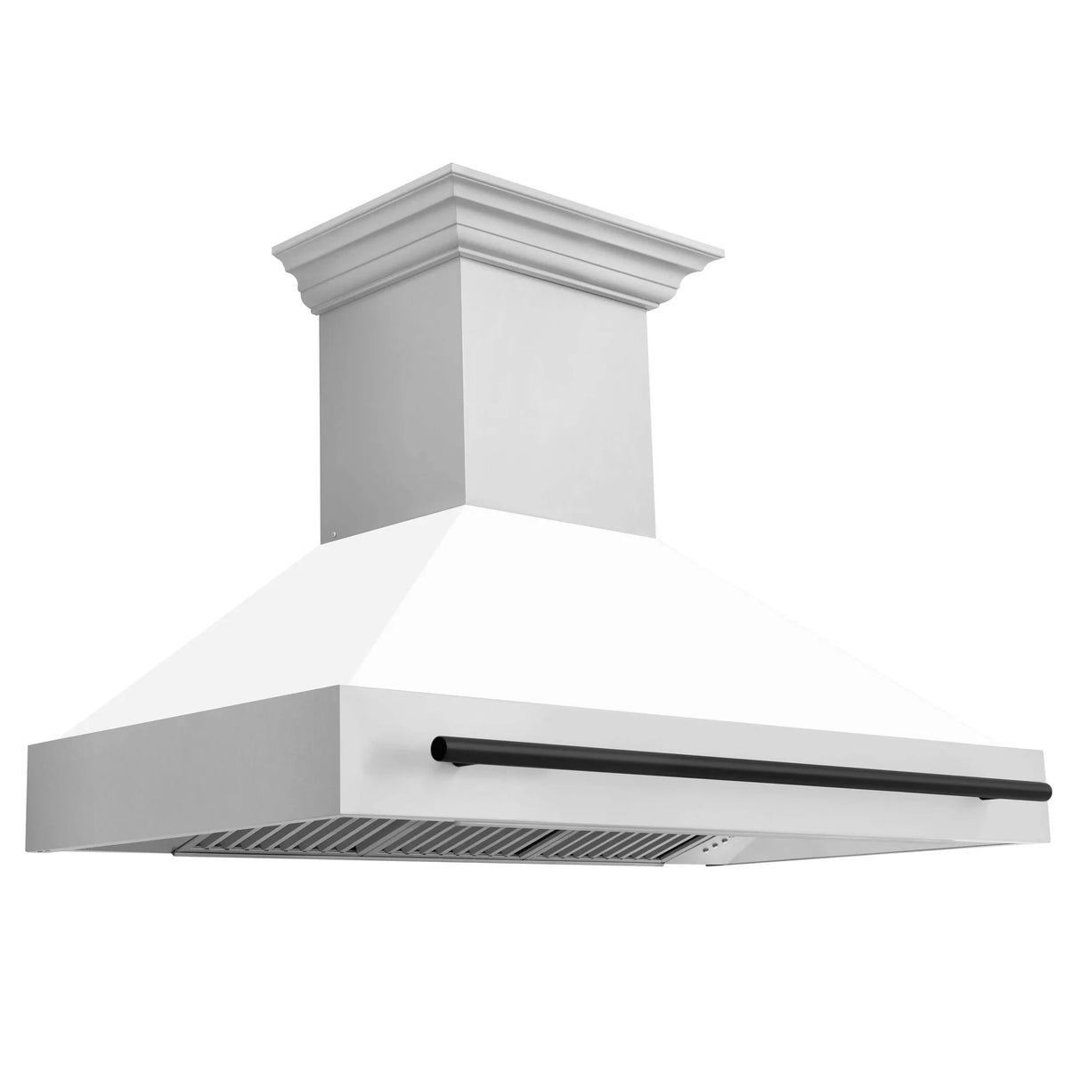 ZLINE 48" Autograph Edition Stainless Steel Range Hood with White Matte Shell and Handle