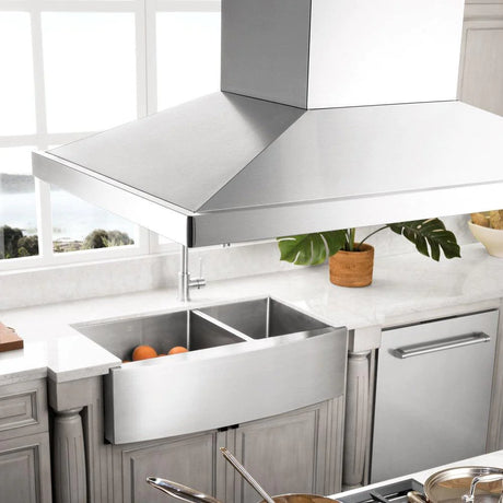 ZLINE 48" CrownSound™ Ducted Vent Island Mount Range Hood in Stainless Steel with Built-in Bluetooth Speakers