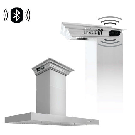 ZLINE 48" CrownSound™ Ducted Vent Wall Mount Range Hood in Stainless Steel with Built-in Bluetooth Speakers