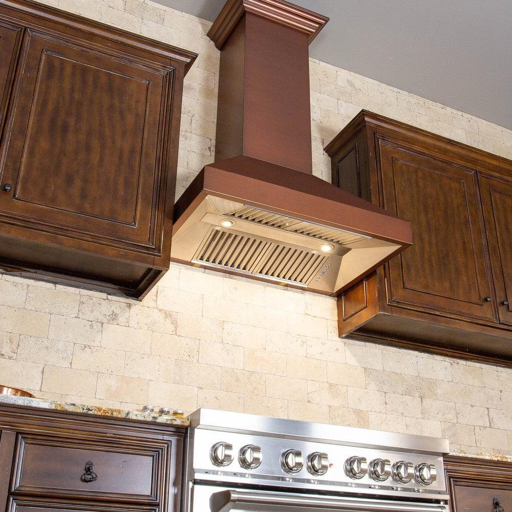 ZLINE 48" Designer Series Convertible Vent Wall Mount Range Hood in Copper