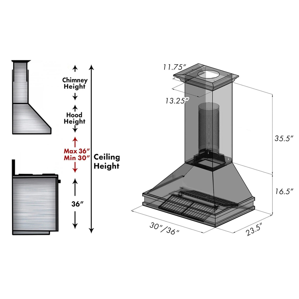 ZLINE 48" Designer Series Ducted Wall Mount Range Hood in Fingerprint Resistant Stainless Steel