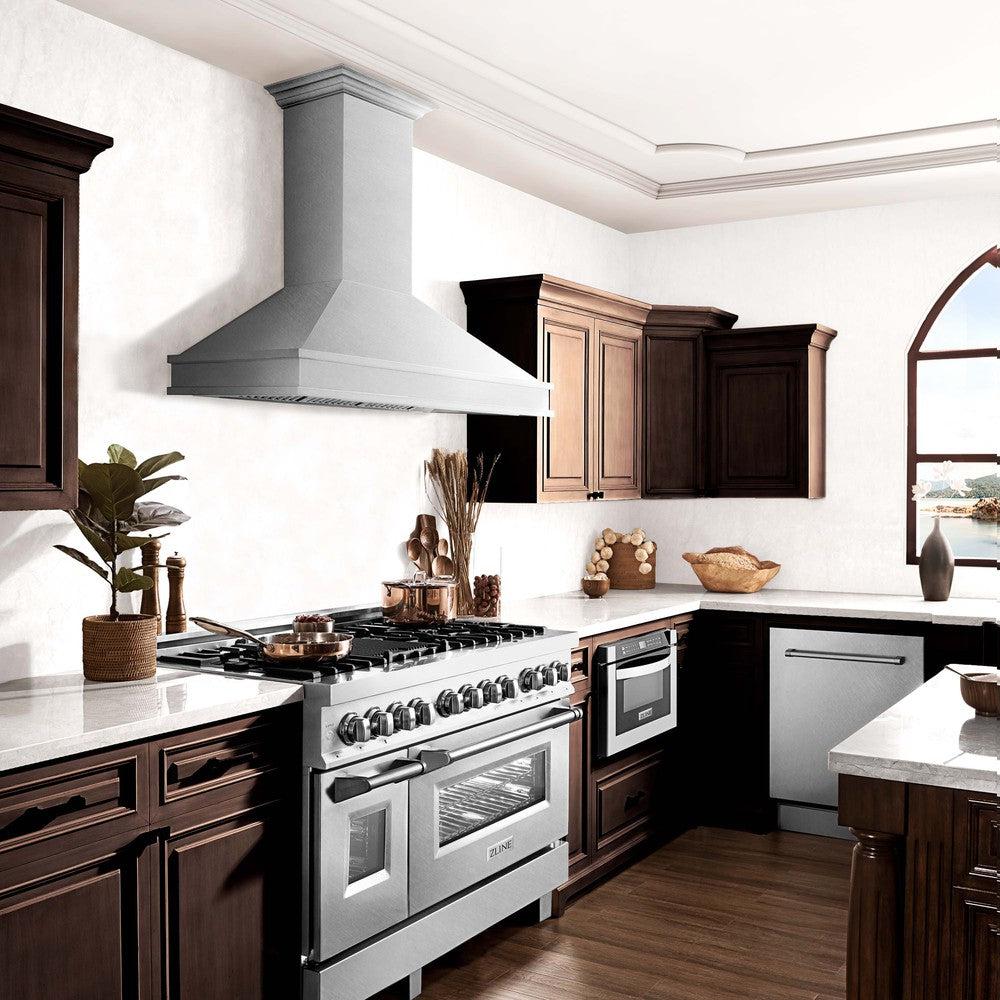 ZLINE 48" Designer Series Ducted Wall Mount Range Hood in Fingerprint Resistant Stainless Steel