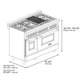 ZLINE 48" Dual Fuel Range in DuraSnow Stainless Steel