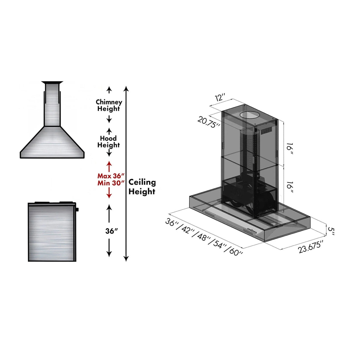 ZLINE 48" Ducted Outdoor Island Mount Range Hood in Stainless Steel