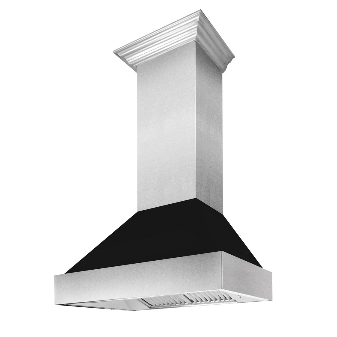 ZLINE 48" Kitchen Package with DuraSnow Stainless Steel Dual Fuel Range and Convertible Vent Range Hood in Black Matte