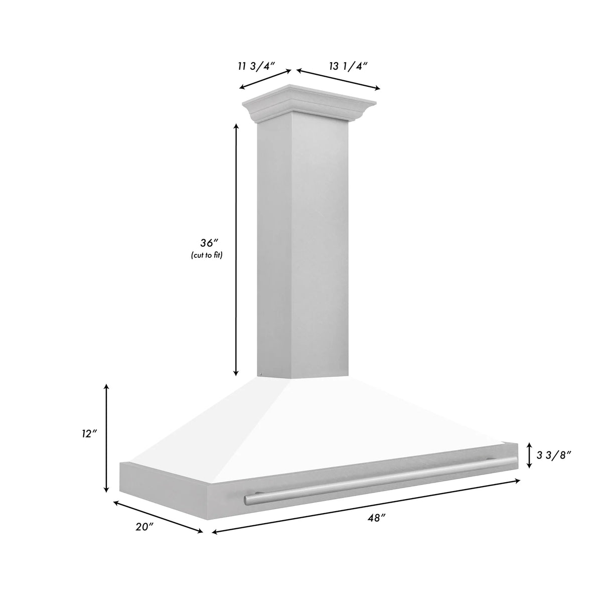 ZLINE 48" Fingerprint Resistant Stainless Steel Range Hood with Stainless Steel Handle