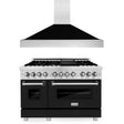 ZLINE 48" Kitchen Package with DuraSnow Stainless Steel Dual Fuel Range and Convertible Vent Range Hood in Black Matte