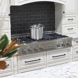 ZLINE 48" Porcelain Gas Stovetop in DuraSnow Stainless Steel with 7 Gas Brass Burners and Griddle