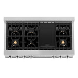 ZLINE 48" Porcelain Gas Stovetop in DuraSnow Stainless Steel with 7 Gas Brass Burners and Griddle