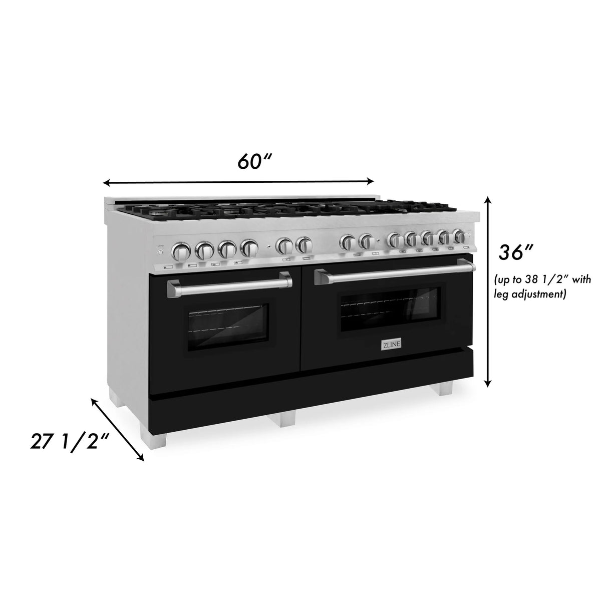 ZLINE 60" 7.4 cu. ft. Dual Fuel Range with Gas Stove and Electric Oven in DuraSnow Stainless Steel